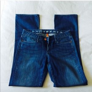 Flared blue jeans